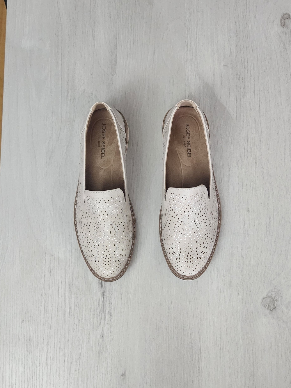 Josef Seibel Women's Perforated Slip-On Loafers in Cream